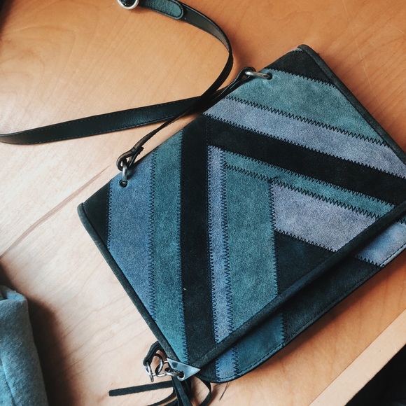 Zara Handbags - Zara Suede Striped Purse Adjustable Strap Stitched